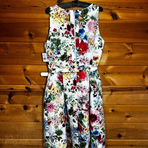 NEW Danny and Nicole 18 Jacquard floral sleeveless dress formal formal knee - Picture 6 of 10